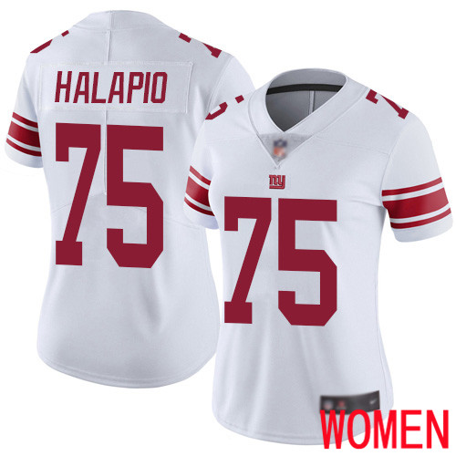 Women New York Giants #75 Jon Halapio White Vapor Untouchable Limited Player Football NFL Jersey->women nfl jersey->Women Jersey